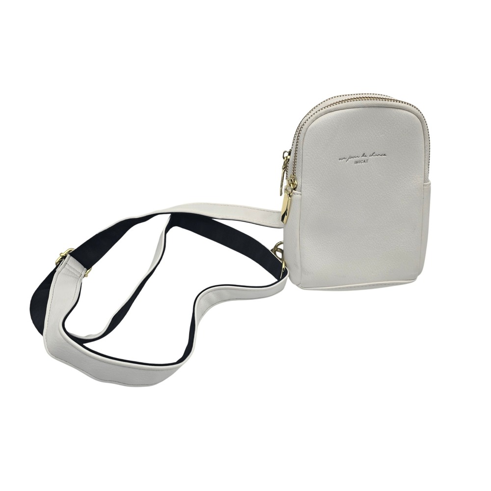 INICAT White Faux Leather Crossbody  Bag Small Shoulder Purse Un Jour De‎ Chance